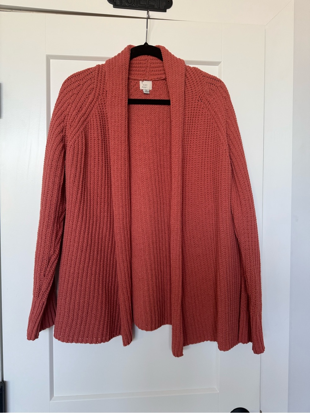 Cozy Open-Front Coral Knit Cardigan Sweater